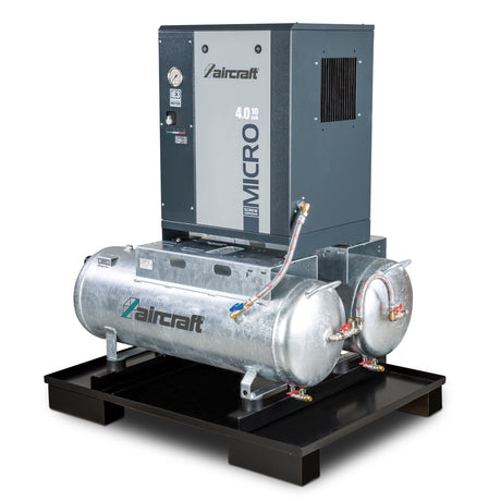 Produktbild von Schraubenkompressor mit Rippenbandriemenantrieb auf 2 x 100 l Behälter A-Duo-Micro Se 4.0-10 2x100