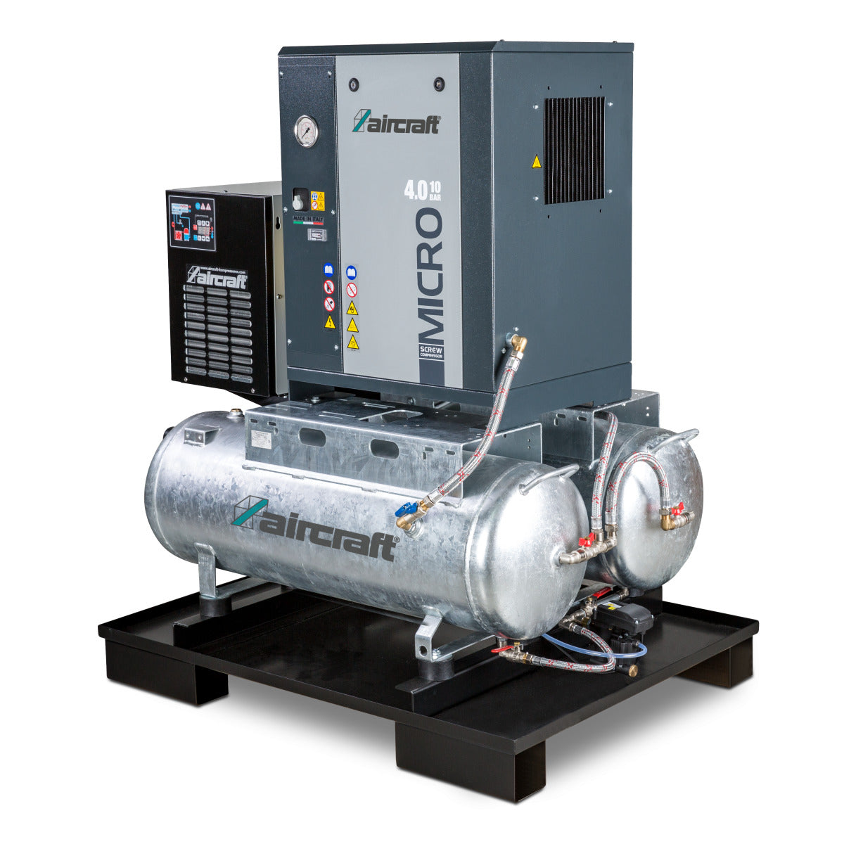Produktbild von Druckluft-Zentrale mit 2x100 l Behälter, Kältetrockner, automatischem Kondensatableiter, Vorfilter und Kondensataufbereiter zur Ölwasser-Trennung A-Duo-Micro Se 4.0-10 2x100 KK