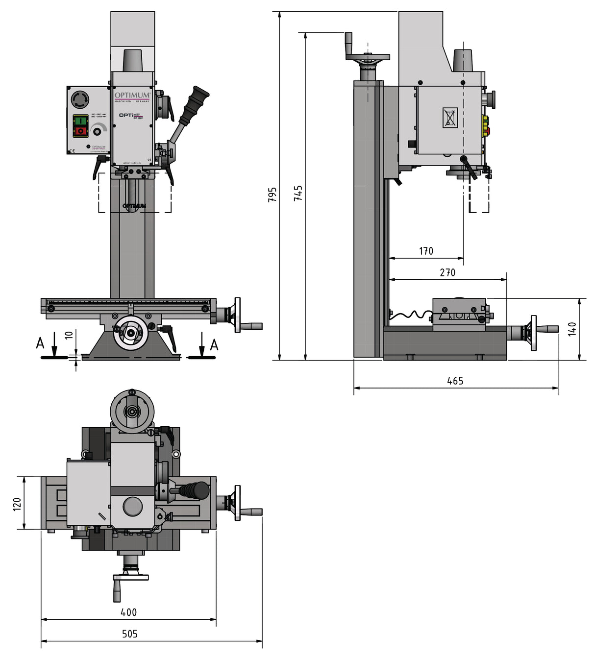 Bohr-Fräsmaschine OPTImill BF 16Vario