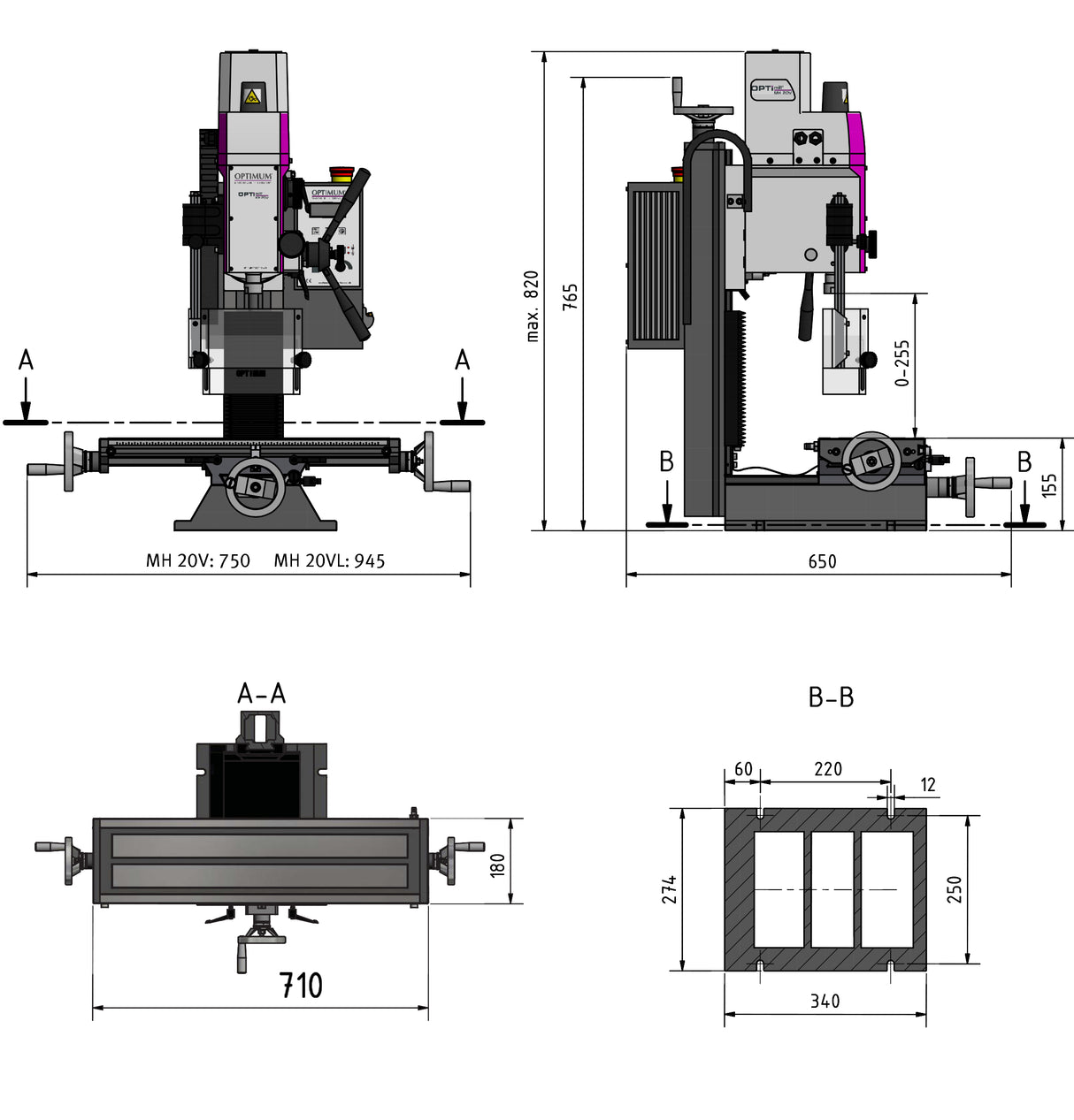 Bohr-Fräsmaschine OPTImill MH 20VL