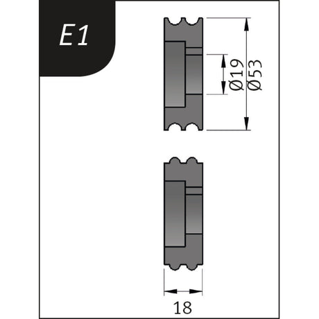 Produktbild von Biegerollensatz Typ E1, Ø 53 x 19 x 18 mm