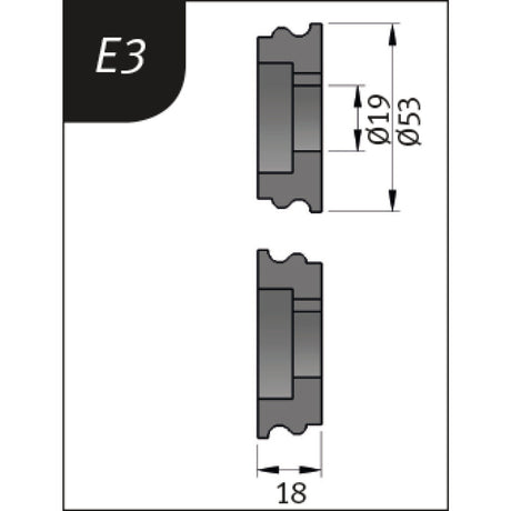 Produktbild von Biegerollensatz Typ E3, Ø 53 x 19 x 18 mm