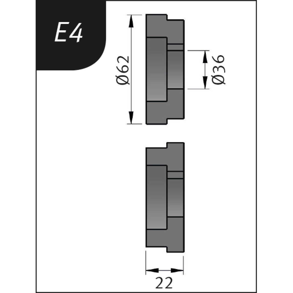 Produktbild von Biegerollensatz Typ E4, Ø 62 x 26 x 22 mm