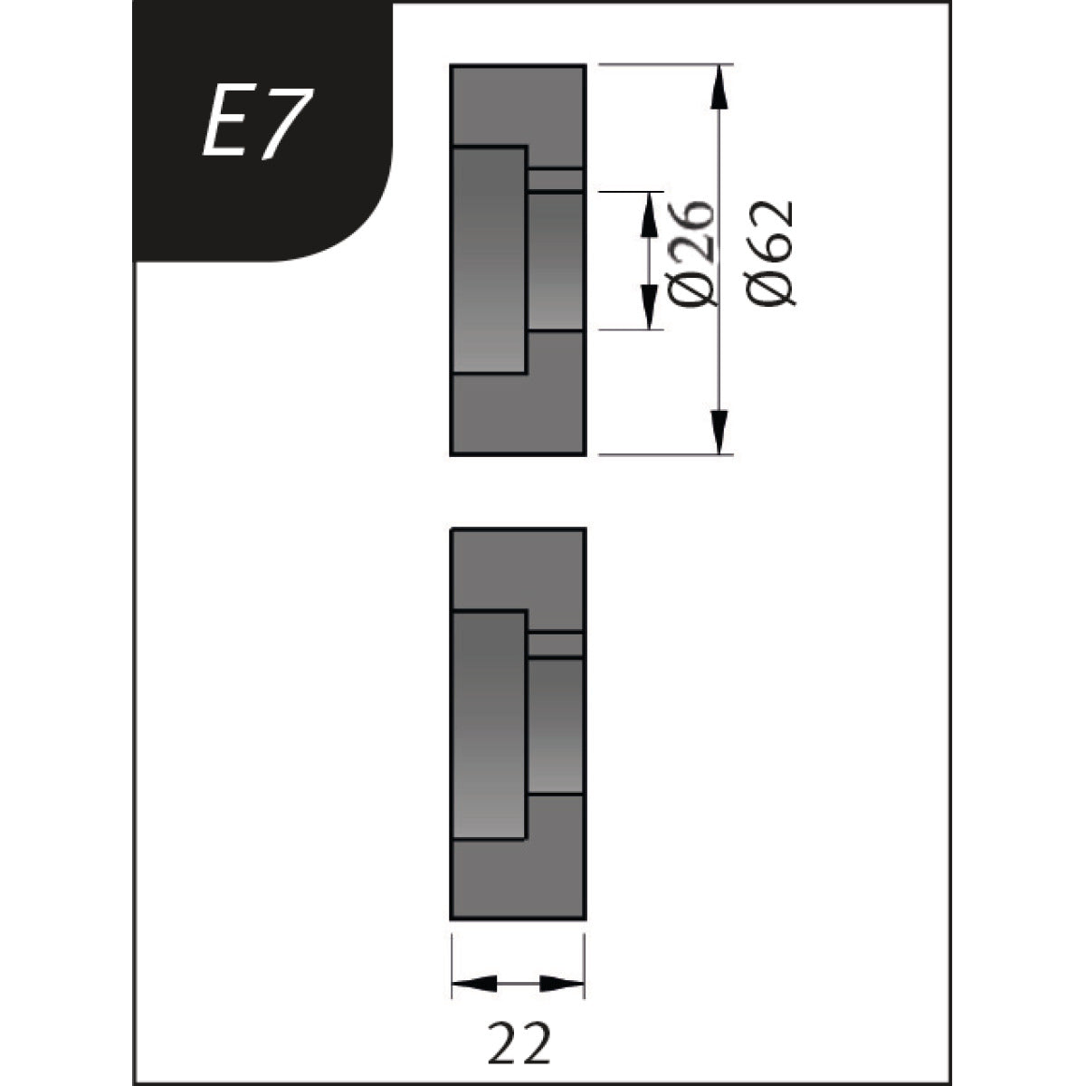 Produktbild von Biegerollensatz Typ E7, Ø 62 x 26 x 22 mm