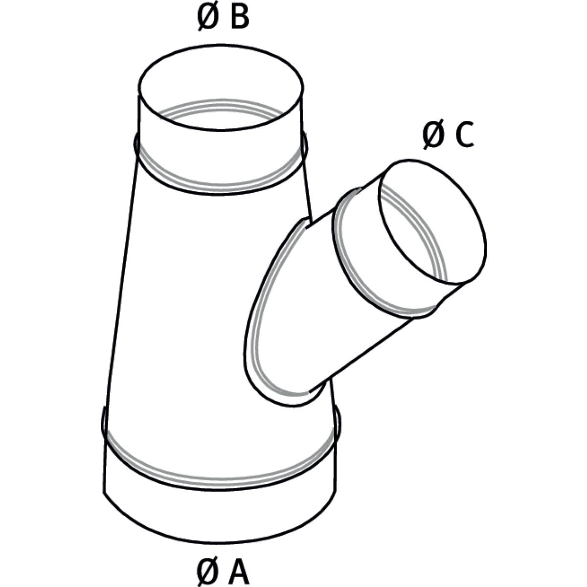 Produktbild von Abzweigstück 45° Ø 160/120/80