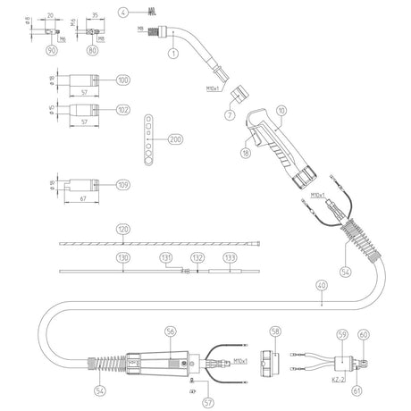 Produktbild von MIG/MAG Schweißbrenner, gaskühlt MB 24 5m