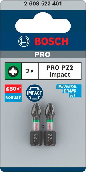 PRO Schrauberbit PZ2 25 mm Pozidriv Impact Bit (2-teilig)