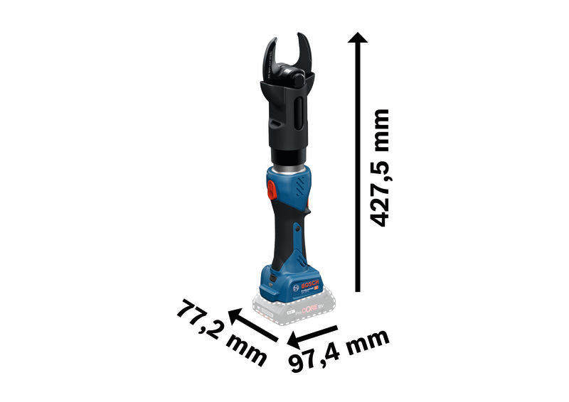Akku-Hydraulik-Schneidwerkzeug GKH 18V-50 von Bosch , Abmessungen abgebildet.