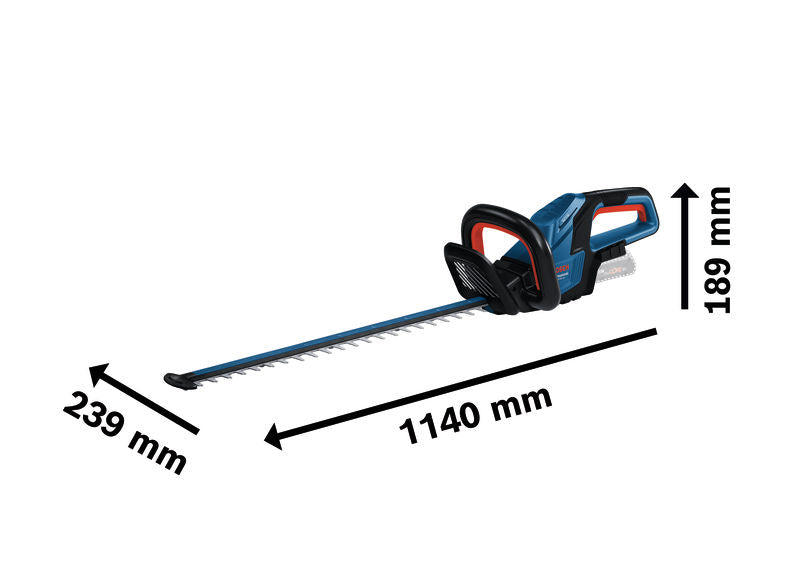 Bosch GHE 18V-60 Heckenschere mit 1140 mm Länge.