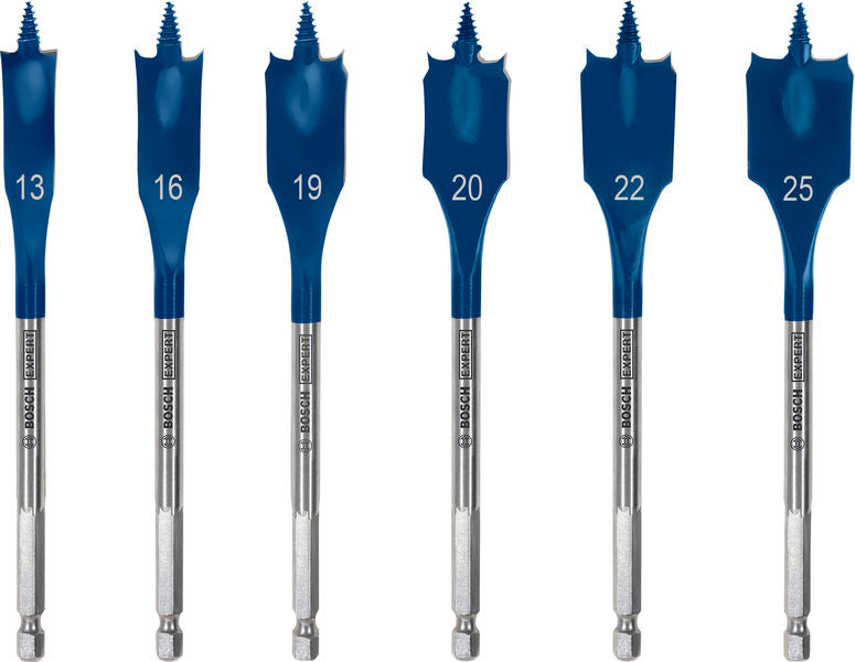 Produktbild Lieferumfang von EXPERT Self Cut Speed Flachfräsbohrer-Set, 13/16/19/20/22/25/25, 6-tlg.