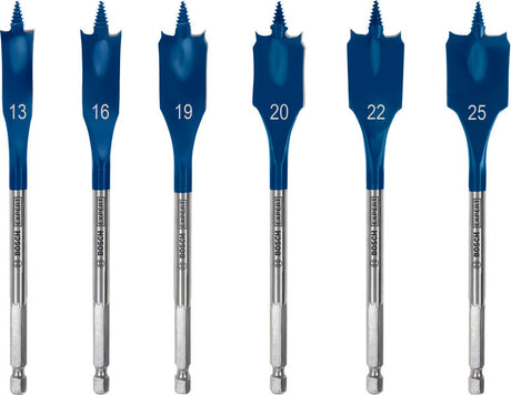 Produktbild Lieferumfang von EXPERT Self Cut Speed Flachfräsbohrer-Set, 13/16/19/20/22/25/25, 6-tlg.