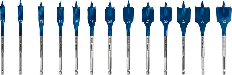 Produktbild Lieferumfang von EXPERT Self Cut Speed Flachfräsbohrer-Set, 10-32 mm, 13-tlg.