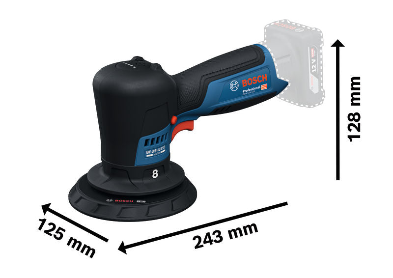 Polierer Bosch GPX 12V-125 mit bürstenlosem Motor.