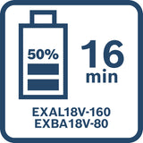 50 Prozent Ladung 16 Minuten EXAL18V-160 EXBA18V-80.