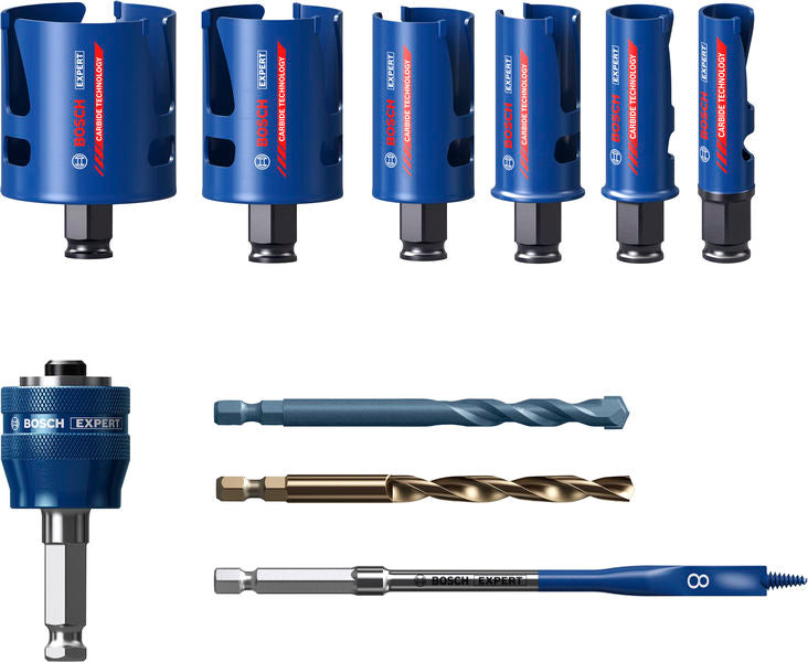 Produktbild Lieferumfang von EXPERT Construction Material Power Change Plus-Lochsägen-Set, 10-tlg.