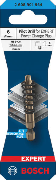 EXPERT Zentrierbohrer Ø 6 x 5 x 55 mm HSS-Co für Power Change Plus
