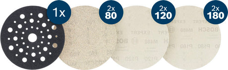 Produktbild Lieferumfang von EXPERT M480 Schleifnetz-Set, 125mm, K80/120/180, 6+1 Set, Starter Pack