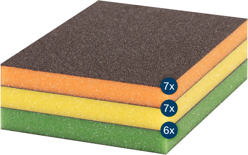 Produktbild Lieferumfang von EXPERT S473 Schleifteller, 98 x 120 x 13 mm, medium/fein/superfein, 20-tlg.