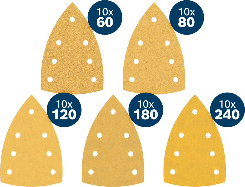 Produktbild Lieferumfang von EXPERT C470 Schleifpapier Set, 100x150mm, K60/80/120/180/240, 50-tlg. Start Pack