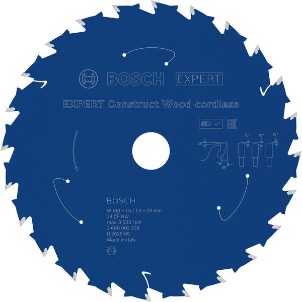 Produktbild von EXPERT Construct Wood Kreissägeblatt, 160x1,6x20 mm, T24