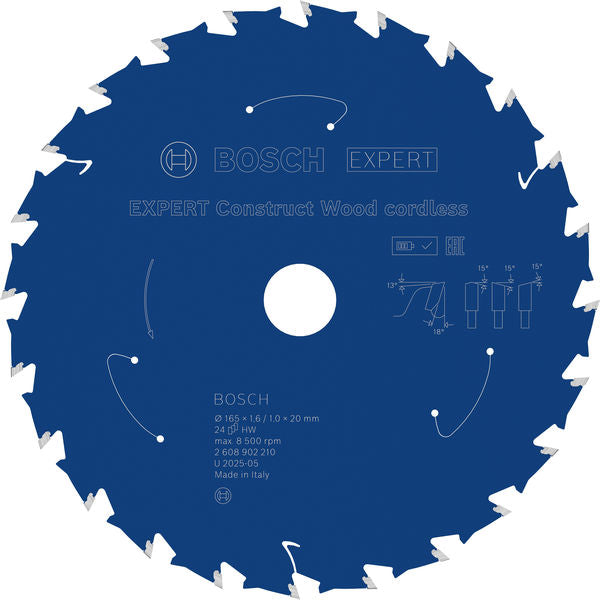 Produktbild von EXPERT Construct Wood Kreissägeblatt, 165x1,6x20 mm, T24