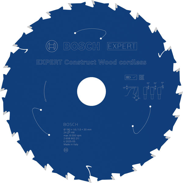 Produktbild von EXPERT Construct Wood Kreissägeblatt, 190x1,6x30 mm, T24
