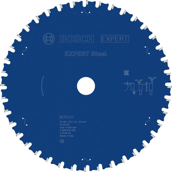 Produktbild von Kreissägeblatt EXPERT Steel 190 x 2,0/1,6 x 20 mm Z40