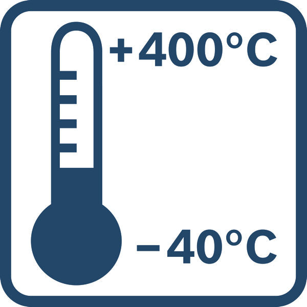 Temperaturbereich +400°C bis -40°C.