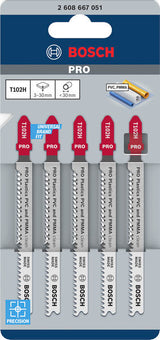 PRO Stichsägeblatt 100 mm T102H Plastics PVC and PMMA clean (5-teilig)