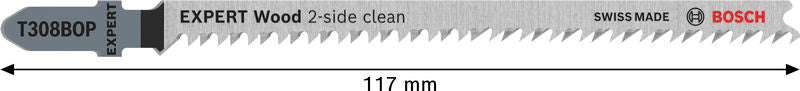 Bosch EXPERT Wood 2-seitig sauberes T308BOP Stichsägeblatt.