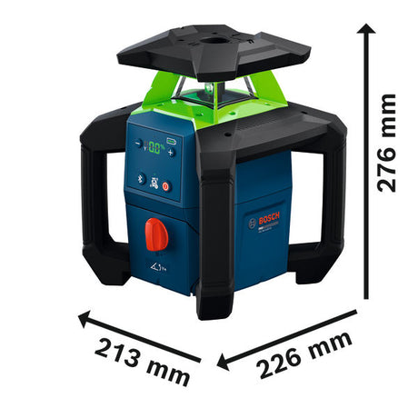 Bosch GRL18V-4-34CVG Laser-Nivelliergerät mit Abmessungen.