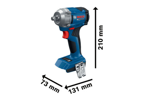 Bosch GDS 18V-350 Akku-Schlagschrauber mit Abmessungen.
