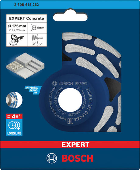 Bosch EXPERT Diamant-Schleifkopf für Beton, passend für 125-mm-Winkelschleifer.