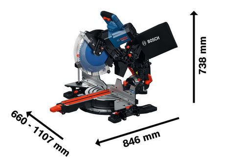 Bosch EXCM341-305GD Gehrungssäge mit Führungsschiene.