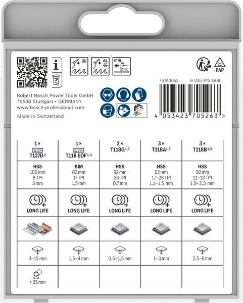 Bosch Metall-Stichsägeblatt-Set, 10-teilig, für langlebiges Sägen.