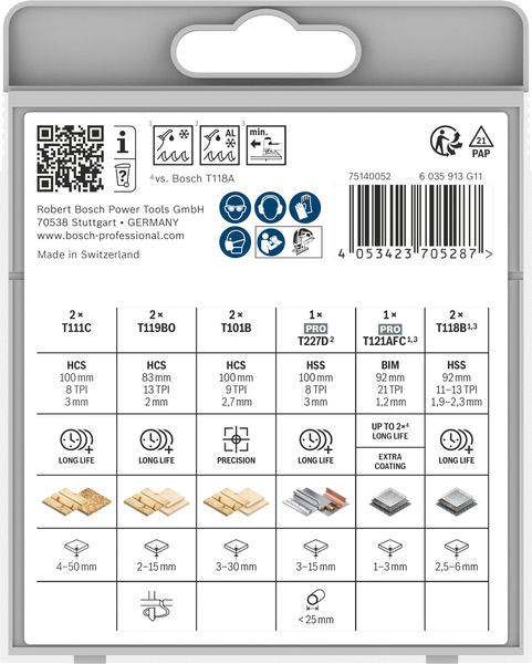 Bosch Stichsägeblatt-Set für Holz und Metall, 10-teilig, für lange Lebensdauer.