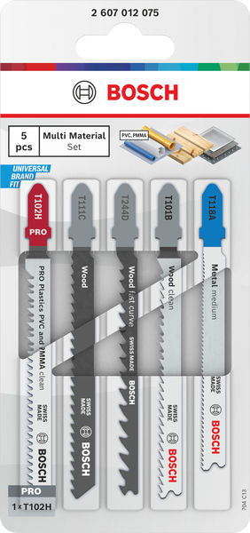 Bosch Mehrstoff-Stichsägeblatt-Set, 5-teilig.