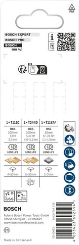 Bosch Stichsägeblatt-Set für Holz und Metall, 3-teilig.