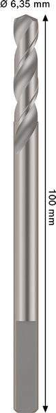 Vorbohrer für Lochsägen Ø 6,35 x 60 x 100 mm Construction Material HSS-G PRO