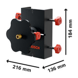 Bosch BB1 Halterung und Befestigungselement mit Maßmarkierungen.