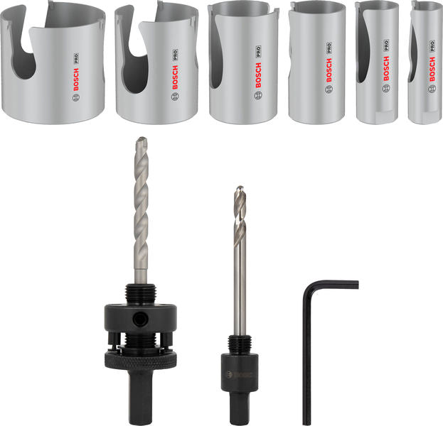 Produktbild von Gewinde-Lochsägen-Set 20/25/35/40/51/68 x 60 x 65 mm Construction Material PRO