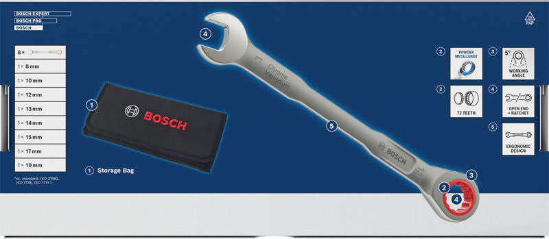 Ratschen-Ringmaulschlüssel-Set 8 - 19 mm (8-teilig)