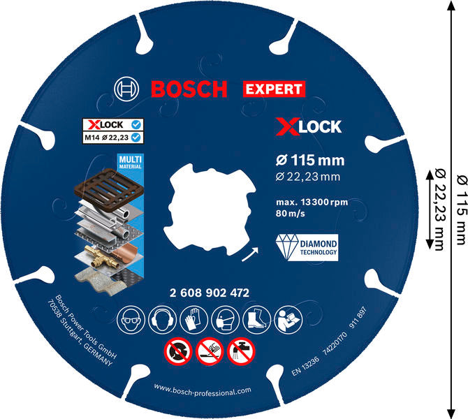 Diamant-Trennscheibe 115 x 22,23 mm EXPERT Metal X-Lock