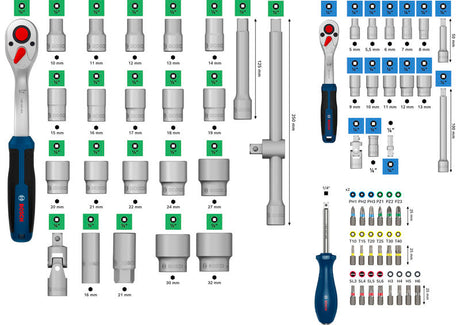 Produktbild von Ratschen-Set 1/4" und 1/2"