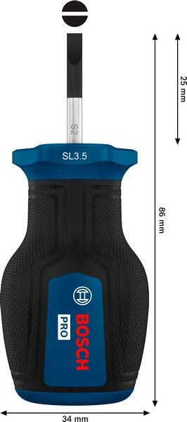 Stubby Schraubendreher SL 0,6 x 3,5 x 25 mm PRO