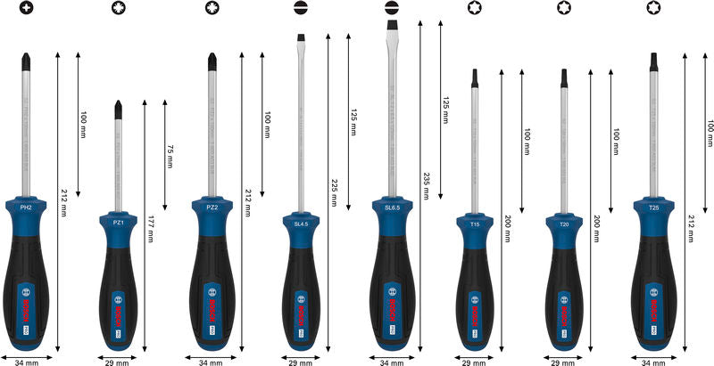 Schraubendreher-Set PH/PZ/SL/TX PRO (8-teilig)
