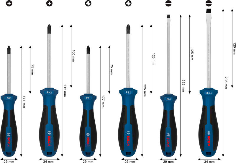 Schraubendreher-Set PH/PZ/SL (6-teilig)
