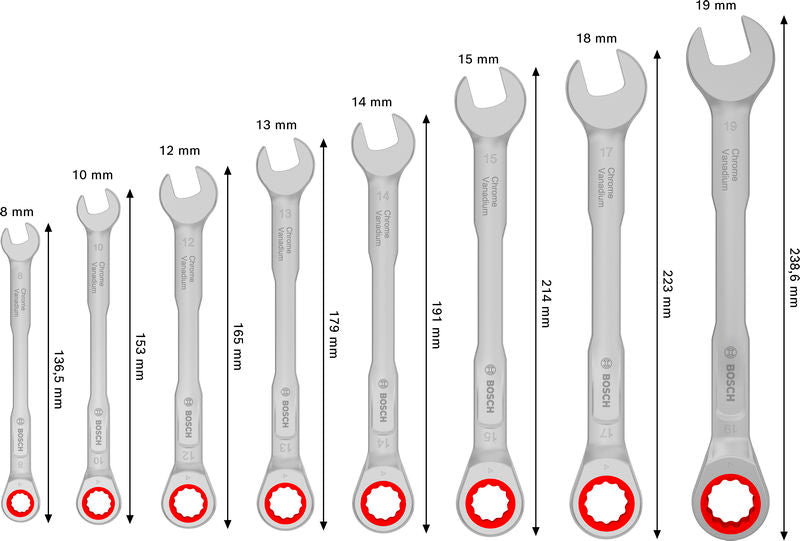Ratschen-Ringmaulschlüssel-Set 8 - 19 mm (8-teilig)