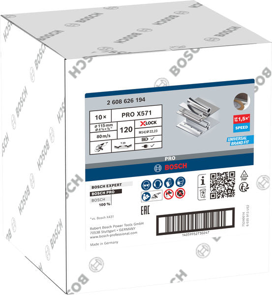 Fächerschleifscheibe 115 mm K120 PRO X571 gewinkelt X-Lock T29