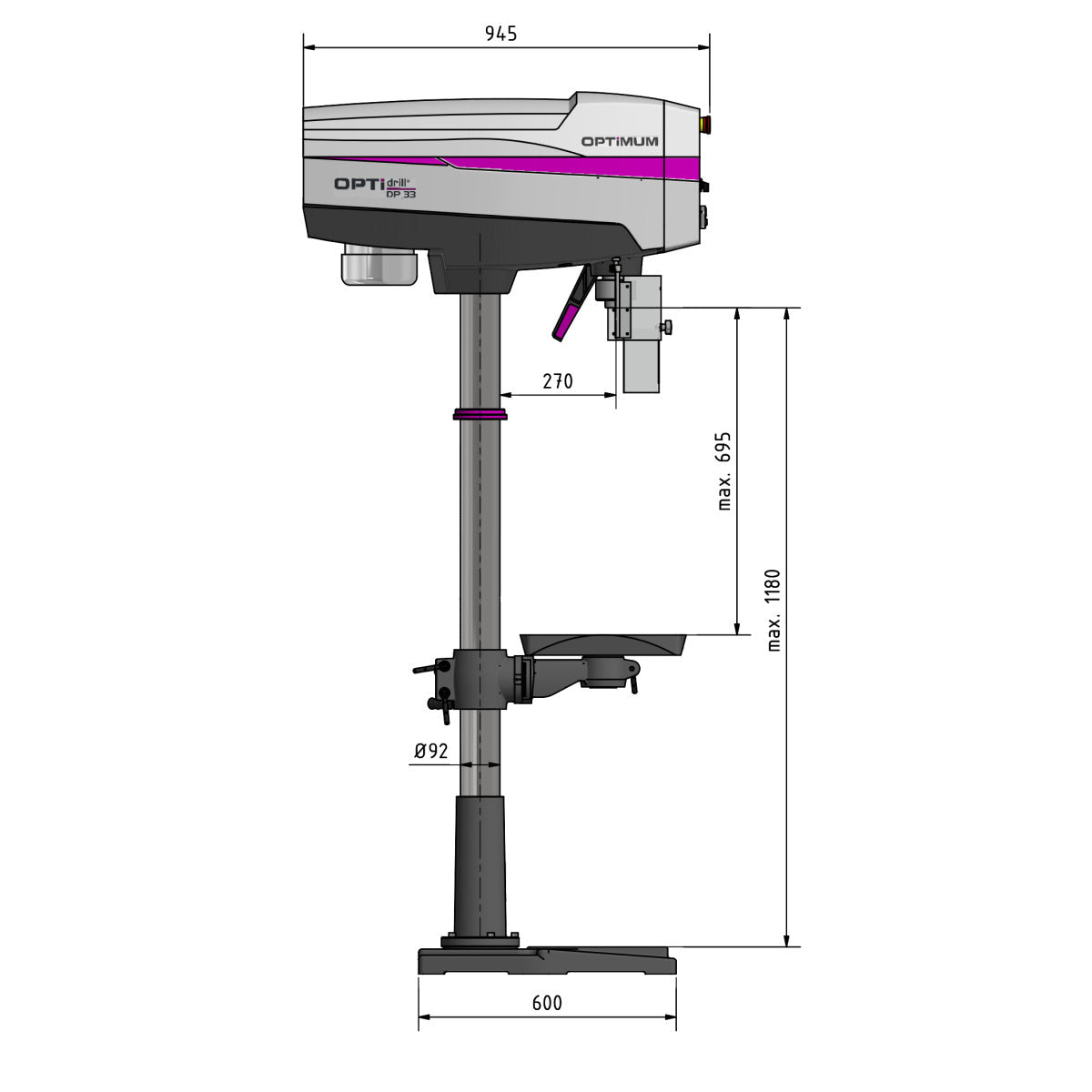 Säulenbohrmaschine OPTIdrill DP 33 Aktions-Set inkl. Maschinenschraubstock